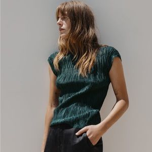 Zara Pleated Short Sleeve Top